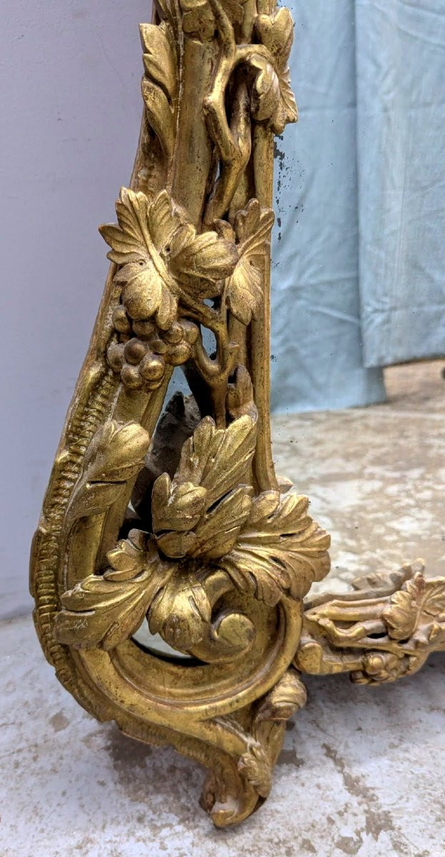 Large Beaucaire Mirror In Giltwood, 18th Century, Height 188cm-photo-2