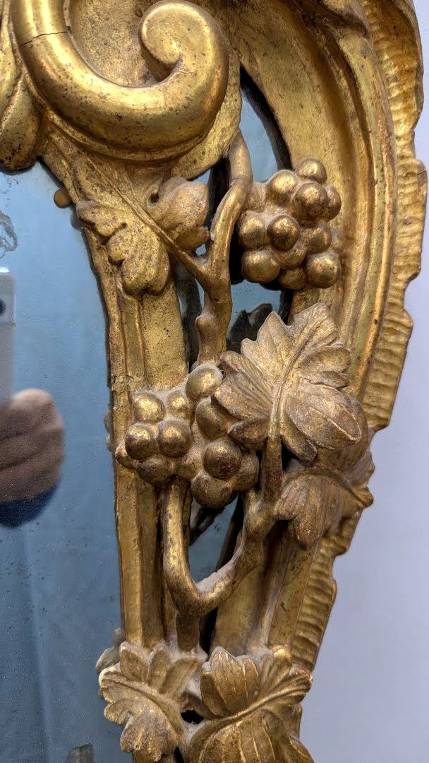 Large Beaucaire Mirror In Giltwood, 18th Century, Height 188cm-photo-6