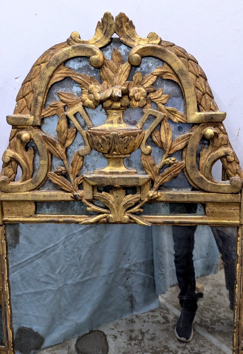 Giltwood Mirror From The 18th Century, Beaucaire Region, Height 149 Cm-photo-3