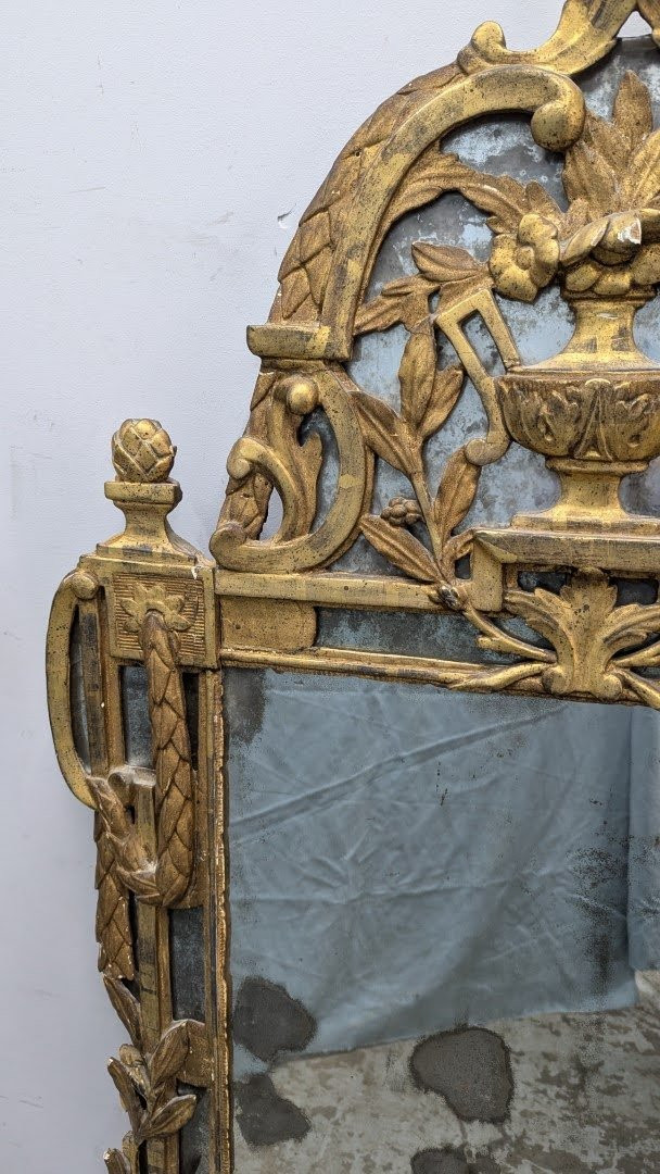 Giltwood Mirror From The 18th Century, Beaucaire Region, Height 149 Cm-photo-5