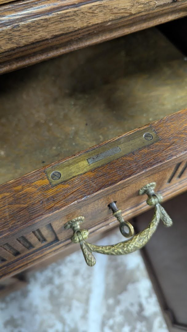 Louis XVI Style Oak Silver Cabinet, Richly Carved-photo-2