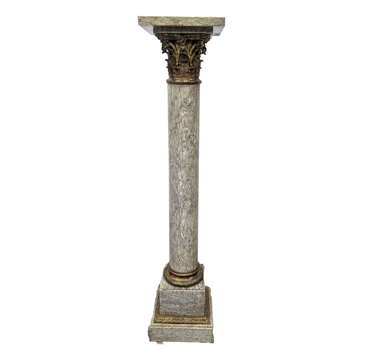 Neoclassical Column In Green Marble And Bronze, Circa 1900