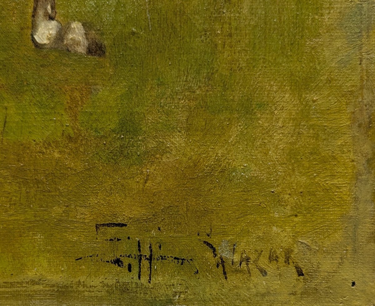 Huile sur toile course hippique  1900-photo-3