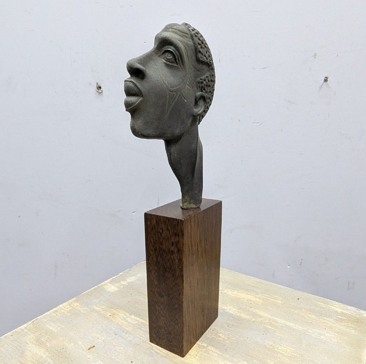Tête d'africaine bronze 1930-photo-2