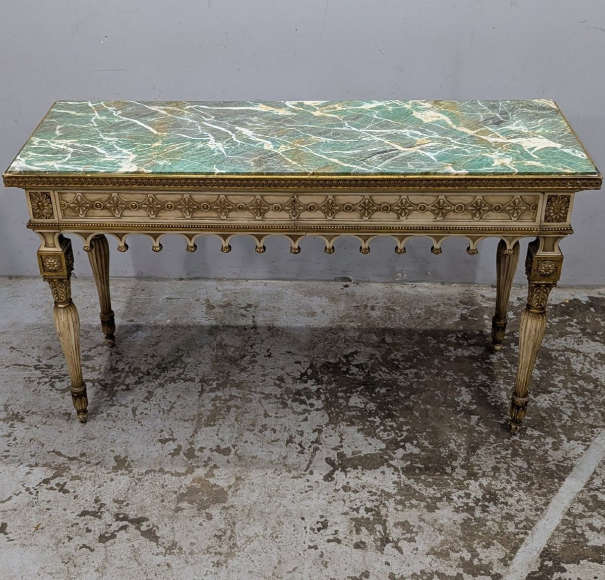 Louis XVI Style Console In Lacquered And Gilded Wood-photo-2