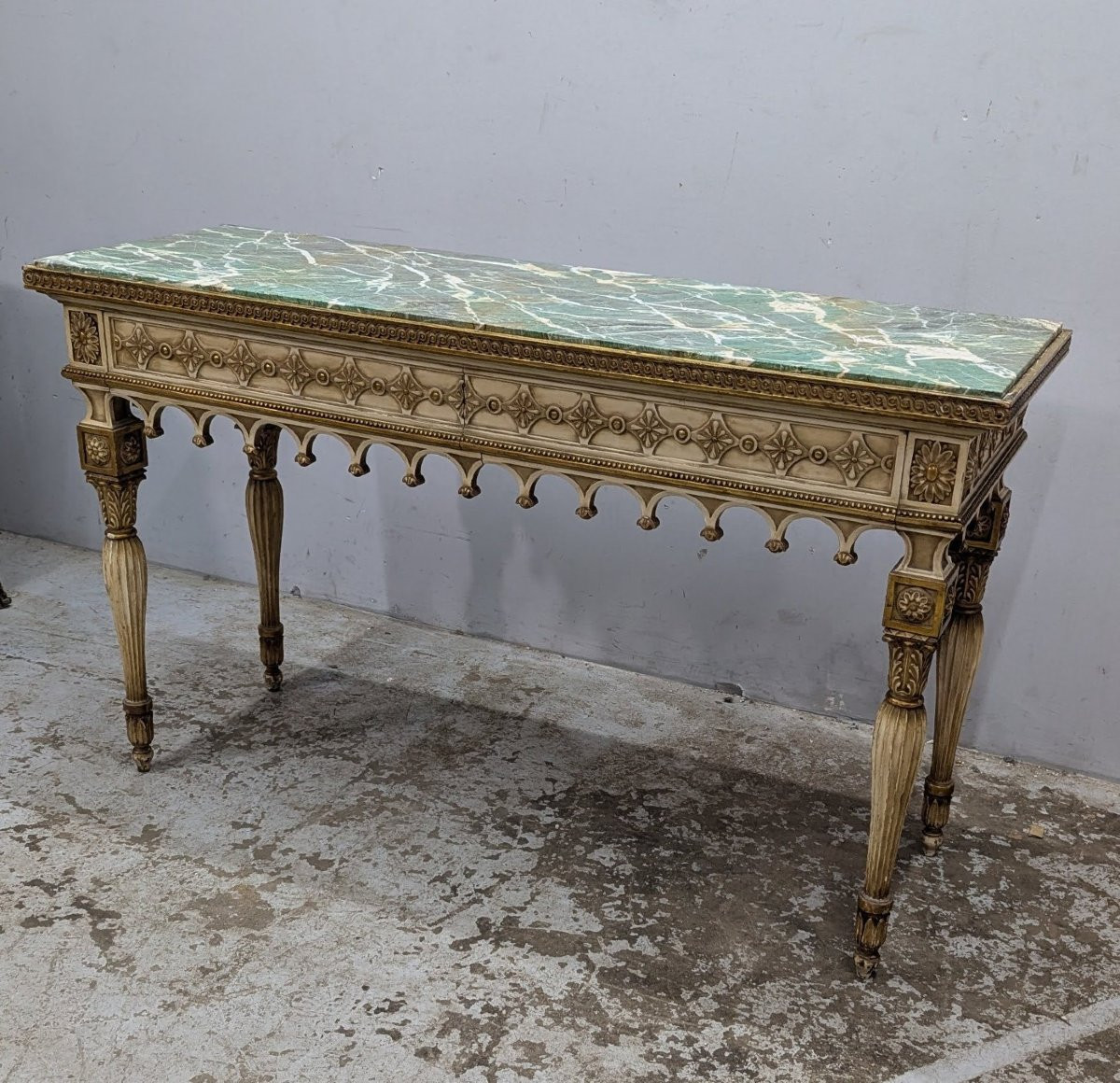Louis XVI Style Console In Lacquered And Gilded Wood-photo-3