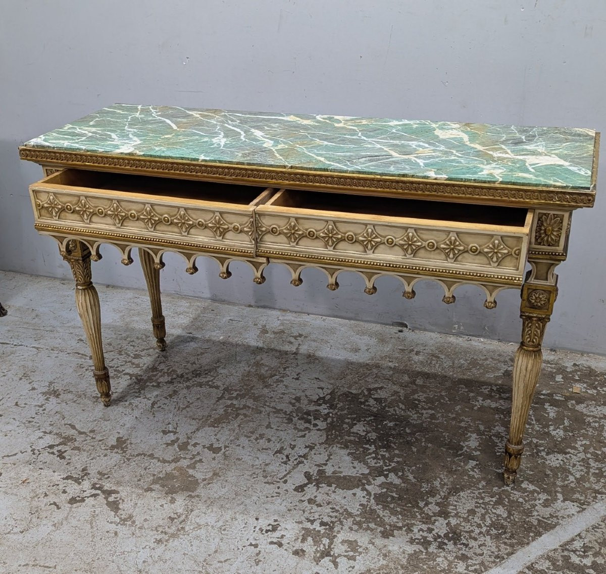 Louis XVI Style Console In Lacquered And Gilded Wood-photo-4