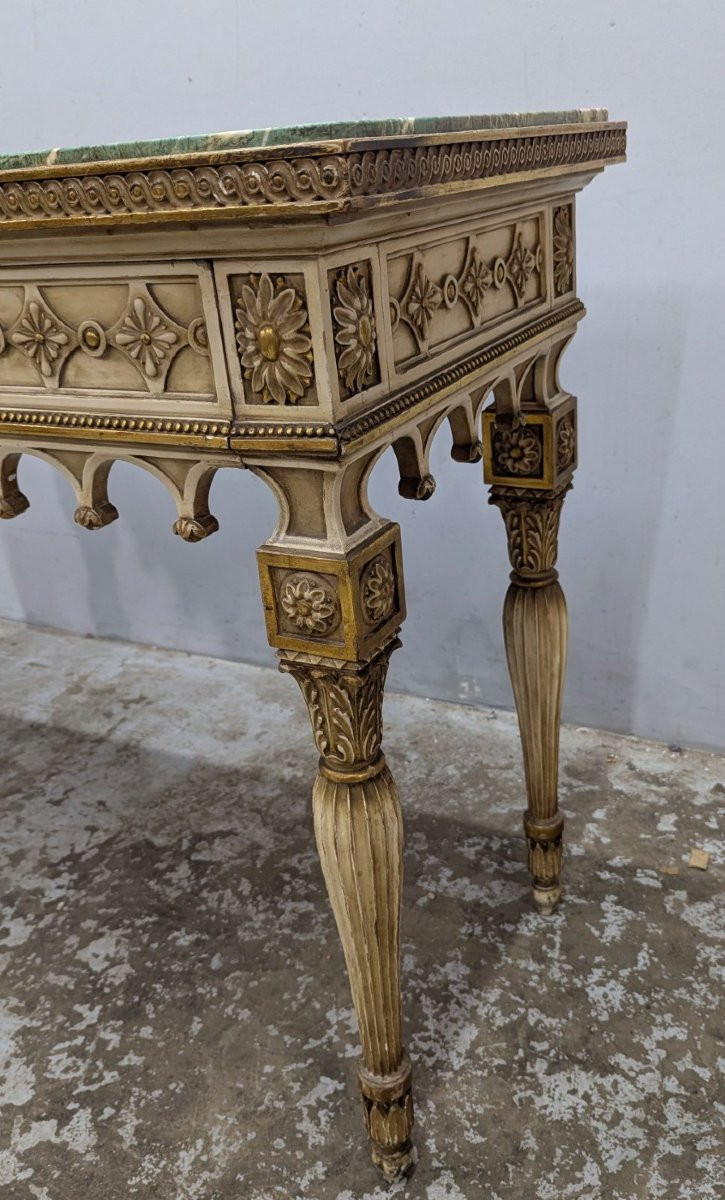 Louis XVI Style Console In Lacquered And Gilded Wood-photo-1