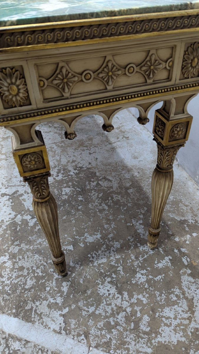 Louis XVI Style Console In Lacquered And Gilded Wood-photo-3