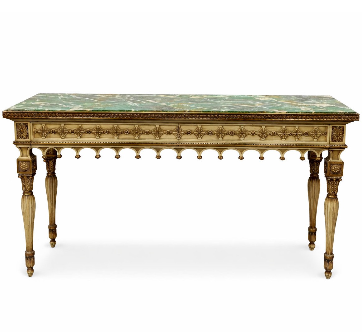 Louis XVI Style Console In Lacquered And Gilded Wood
