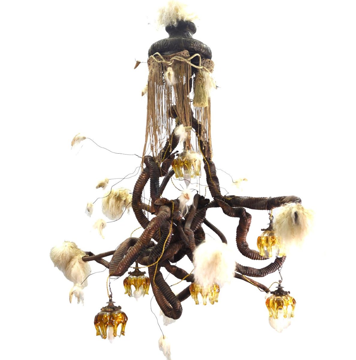 Chandelier Sculpture Tribal Maker Michel Haillard Tubular Cotonou-photo-2