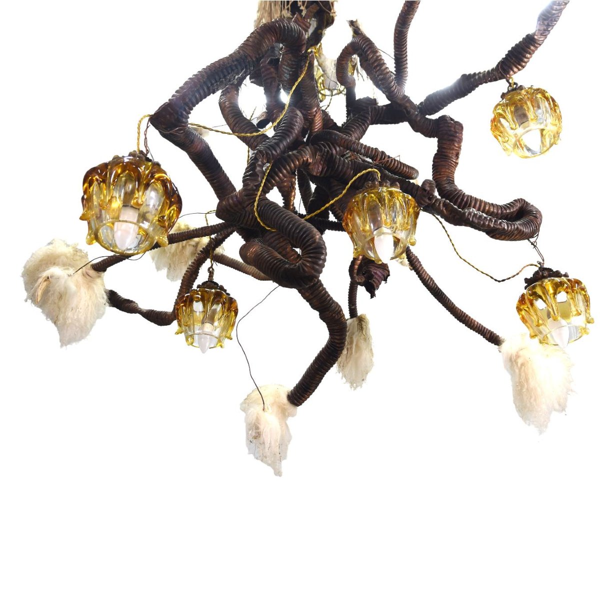 Chandelier Sculpture Tribal Maker Michel Haillard Tubular Cotonou-photo-4