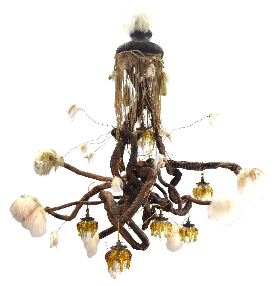 Chandelier Sculpture Tribal Maker Michel Haillard Tubular Cotonou