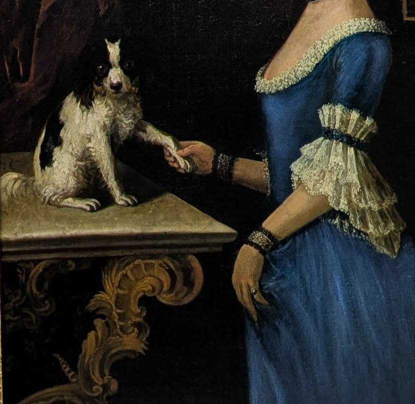 18th Century Full-length Portrait Of A Woman With Her Pug-photo-3