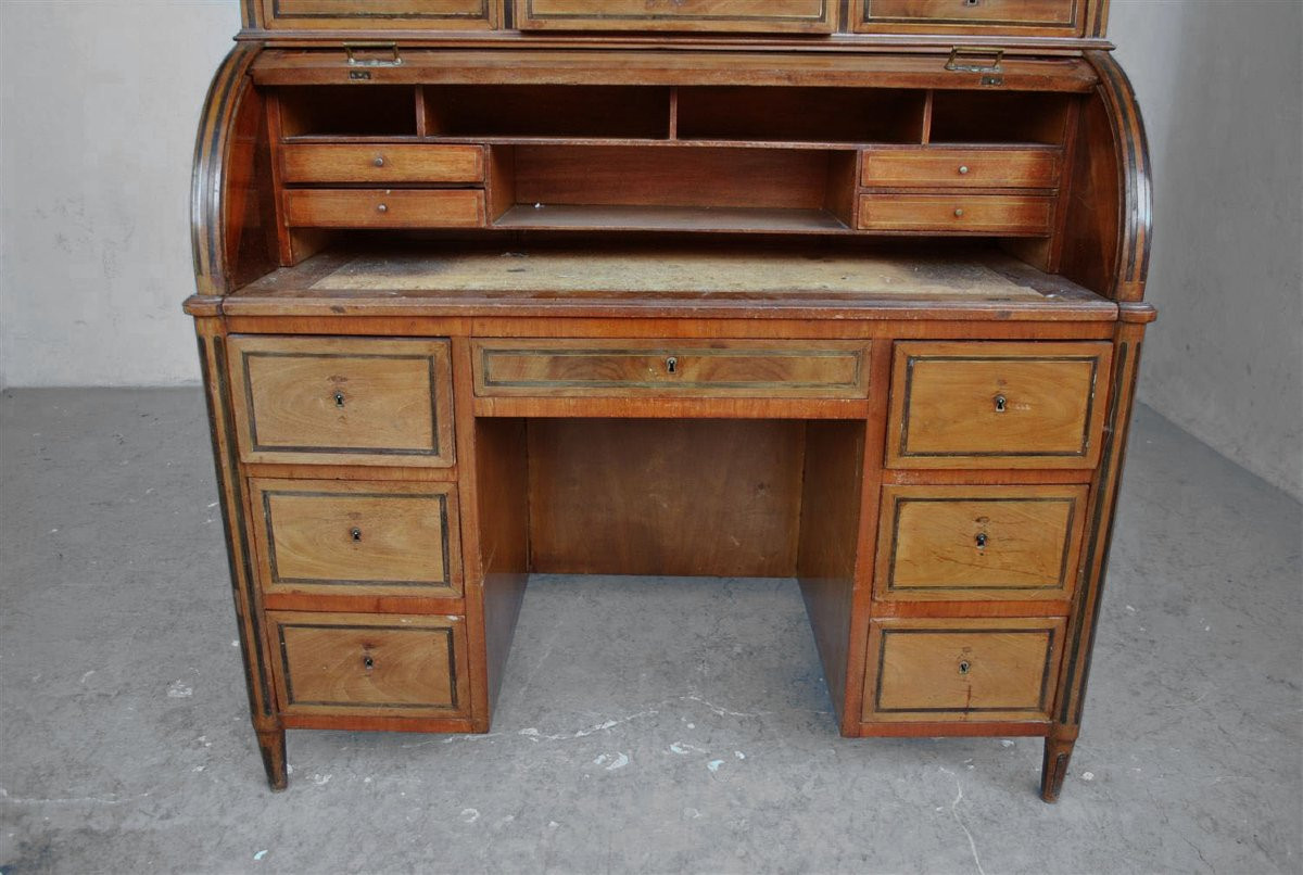 Bureau à cylindre d'époque Louis XVI directoire époque fin XVIIIème en acajou-photo-4