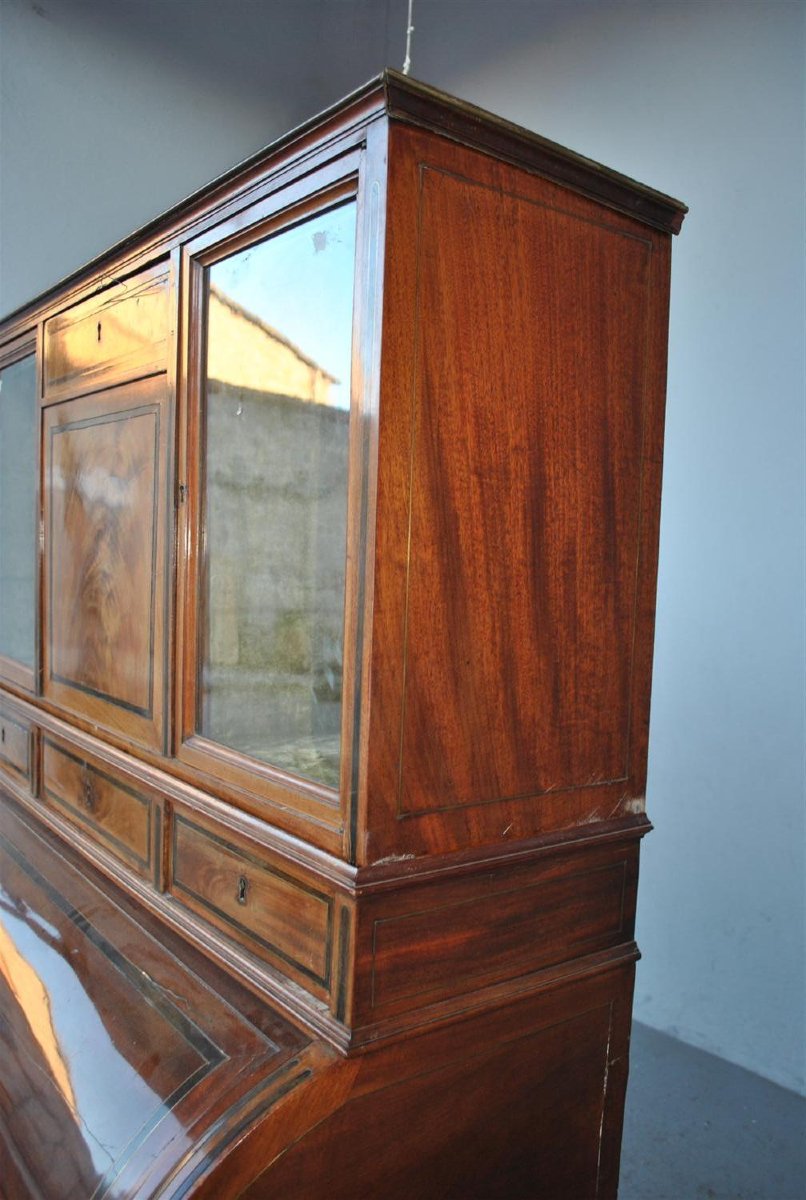 Bureau à cylindre d'époque Louis XVI directoire époque fin XVIIIème en acajou-photo-8