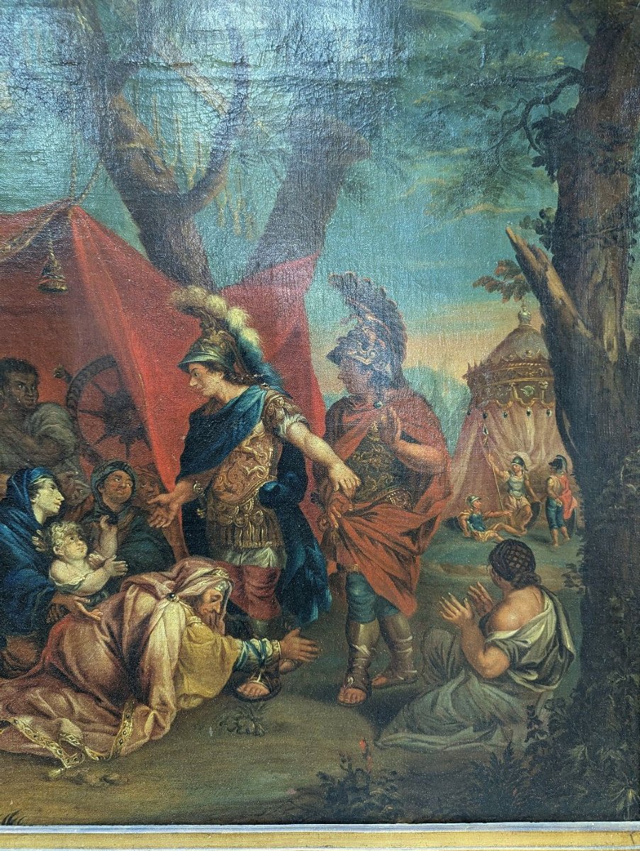 Les reines de Perse aux pieds d'Alexandre Entourage de Charles Lebrun Huile sur toile XVIIème-photo-4