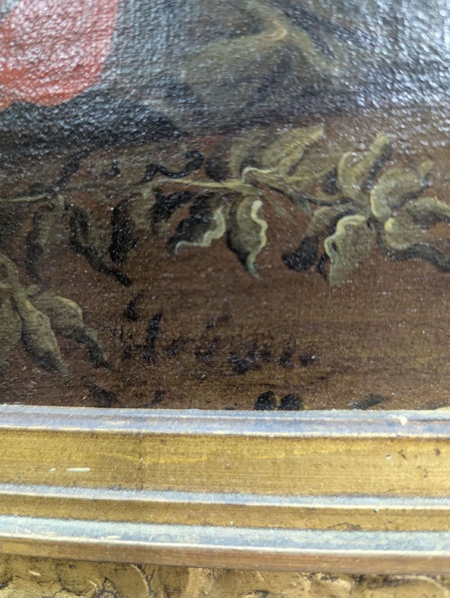 Les reines de Perse aux pieds d'Alexandre Entourage de Charles Lebrun Huile sur toile XVIIème-photo-2
