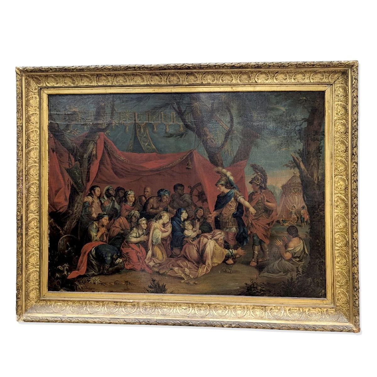 Les reines de Perse aux pieds d'Alexandre Entourage de Charles Lebrun Huile sur toile XVIIème