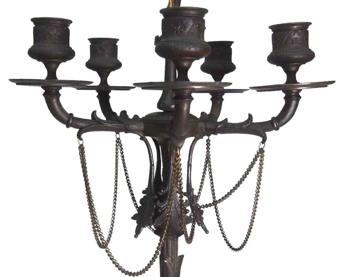 Bronze Candelabra Signed Barbedienne 19th Century (pair)-photo-3