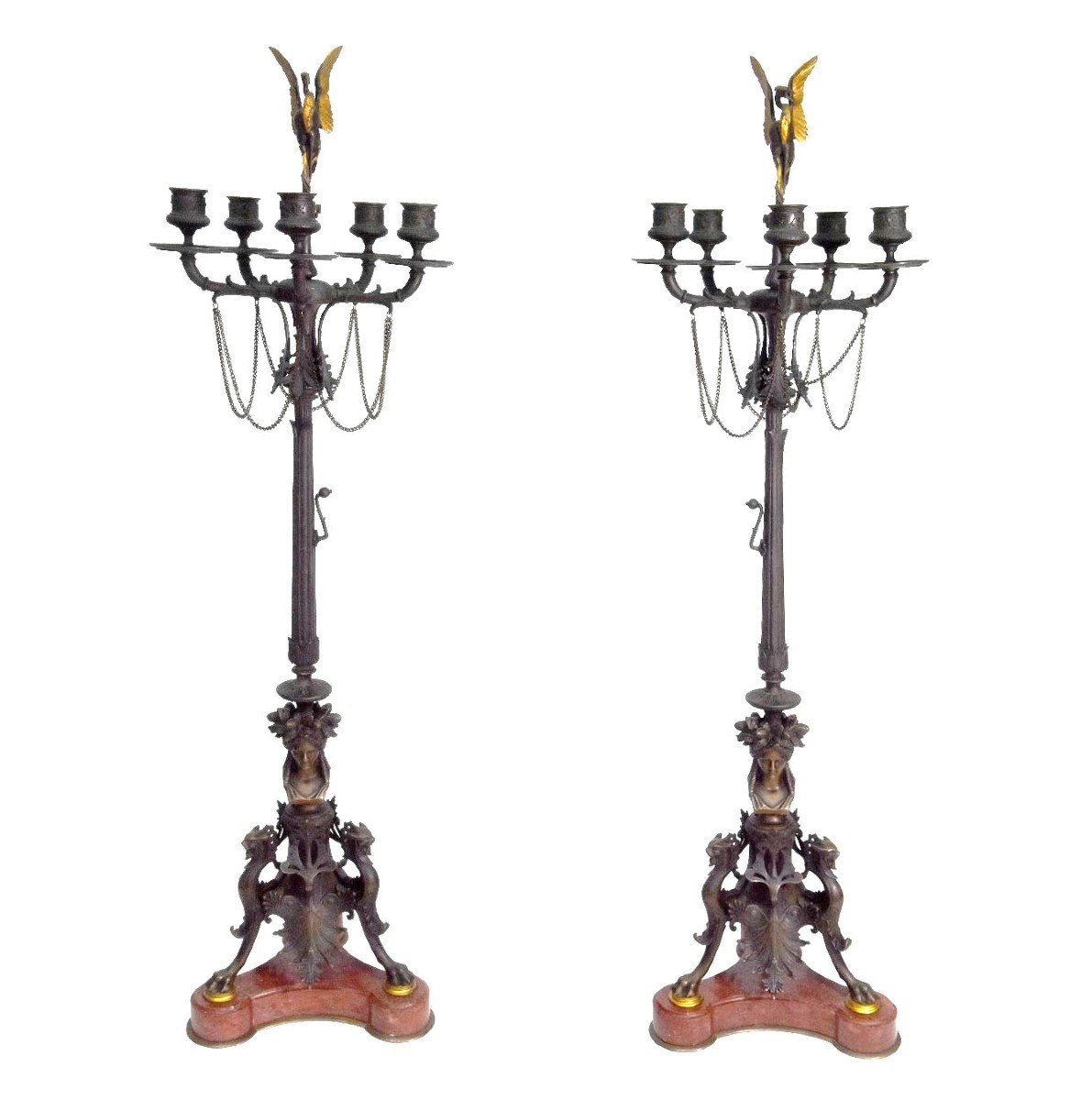 Bronze Candelabra Signed Barbedienne 19th Century (pair)