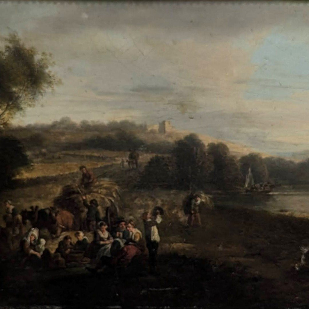 Les Moissonneurs Oil On Panel 18th Century Attributed To Théobald Michau-photo-2
