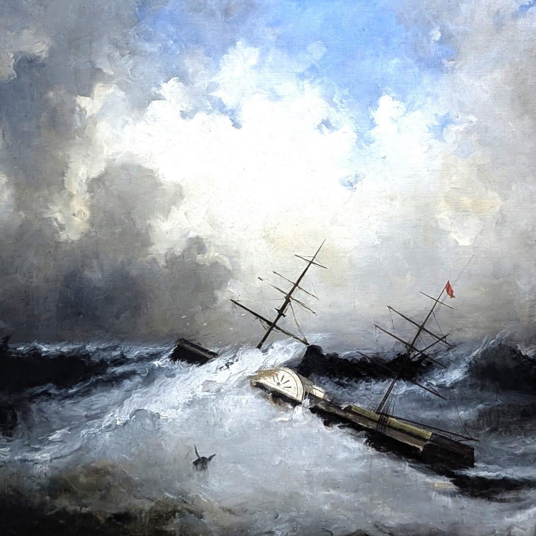 Gustave Marius Julien Boat In A Storm Oil On Canvas 19th Century-photo-2