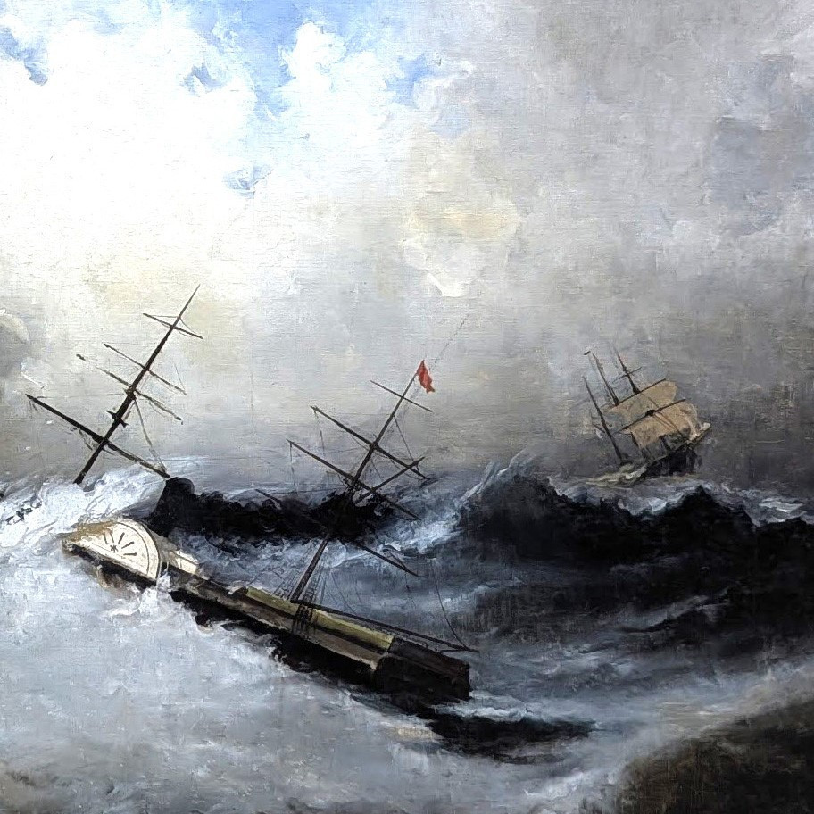 Gustave Marius Julien Boat In A Storm Oil On Canvas 19th Century-photo-3