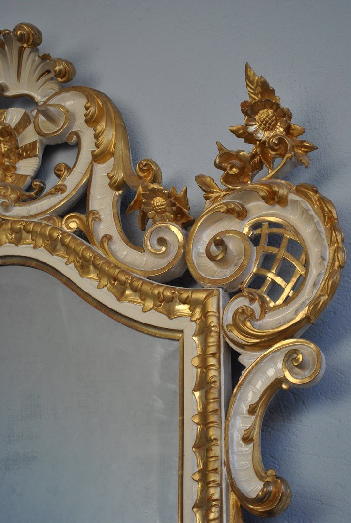 Rocaille Planter, Lacquered, Painted And Gilded From The 19th Century-photo-3