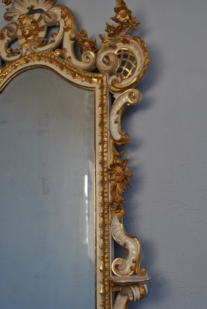 Rocaille Planter, Lacquered, Painted And Gilded From The 19th Century-photo-3