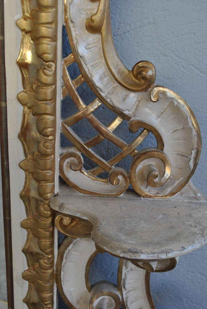 Rocaille Planter, Lacquered, Painted And Gilded From The 19th Century-photo-6