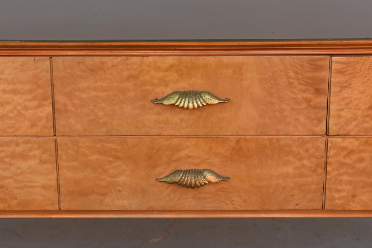 1950s Sycamore Chest Of Drawers In The Spirit Of Paolo Buffa-photo-2