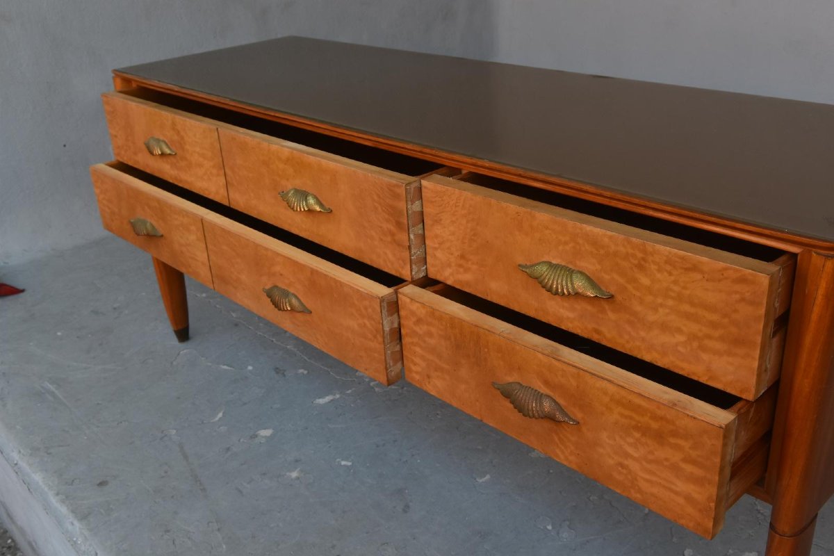 1950s Sycamore Chest Of Drawers In The Spirit Of Paolo Buffa-photo-1