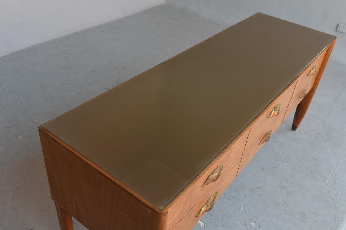 1950s Sycamore Chest Of Drawers In The Spirit Of Paolo Buffa-photo-3