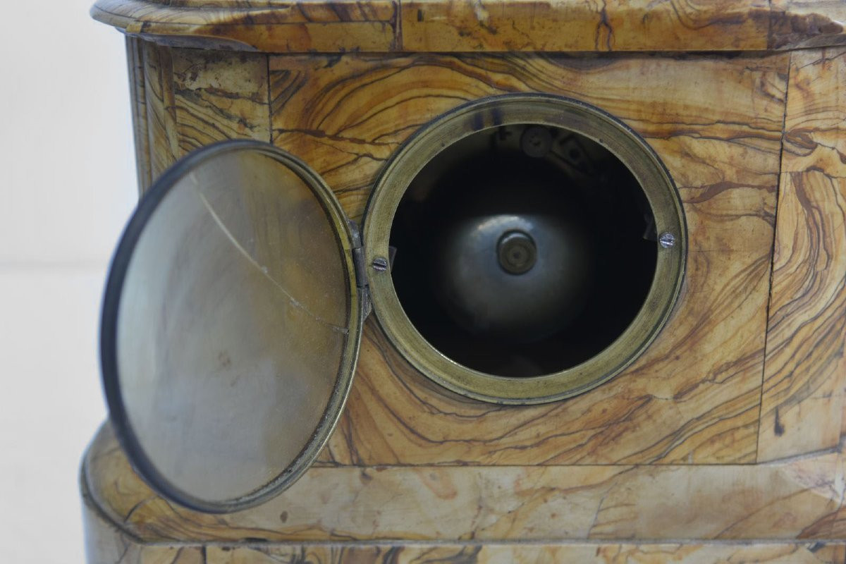Pendule en bronze au Penseur sur marbre veiné d'époque fin XIXème-photo-5