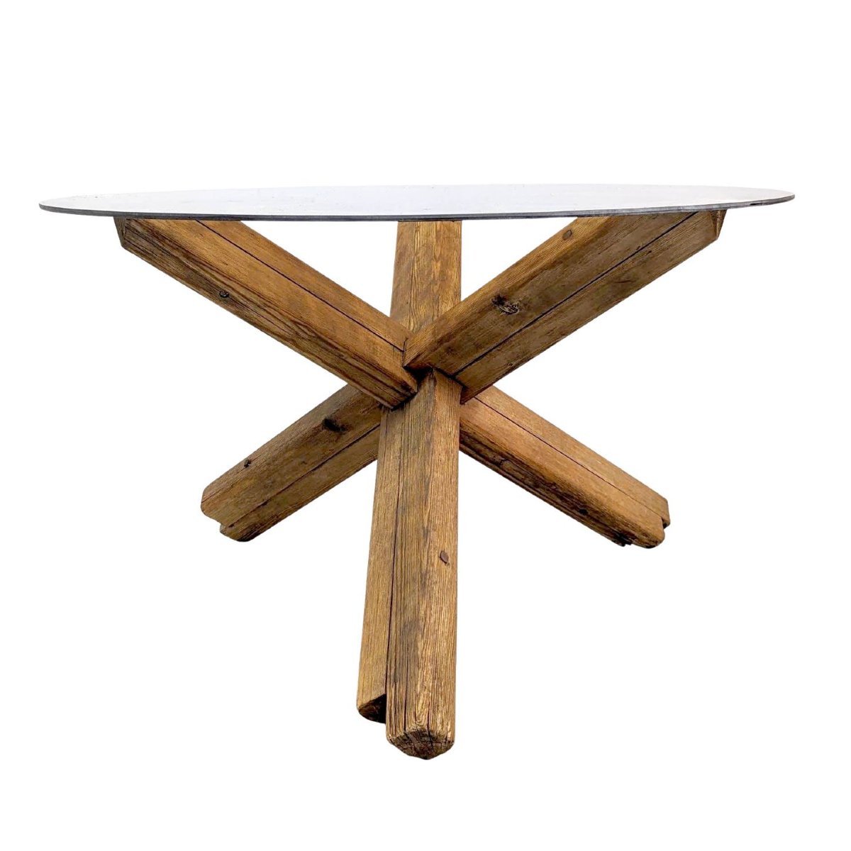 1950 Elm Table With Smoked Glass Top-photo-1