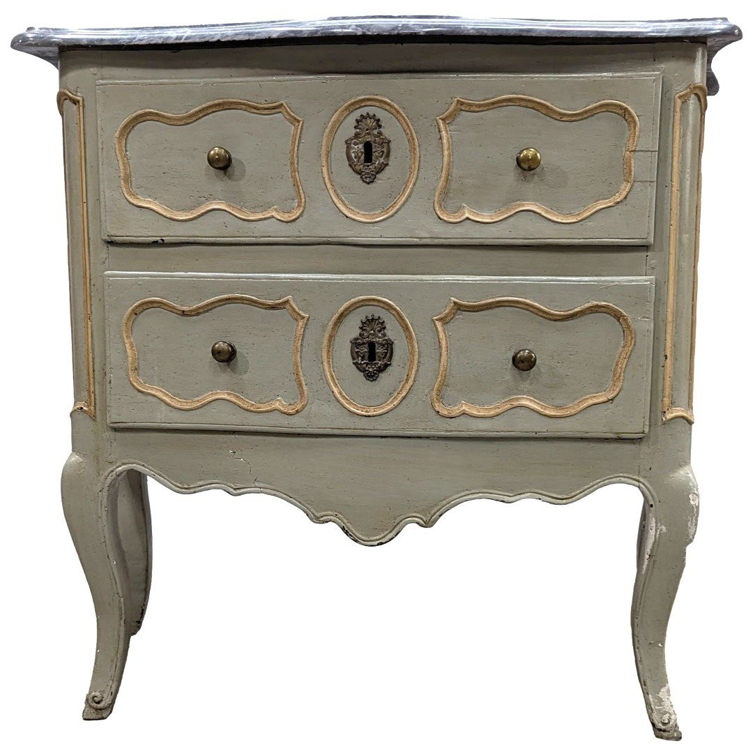 Commode sauteuse Louis XV laquée Provence XVIIIème-photo-1