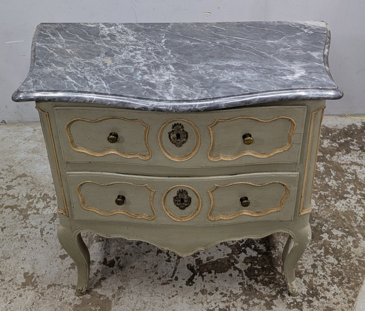 Commode sauteuse Louis XV laquée Provence XVIIIème-photo-2
