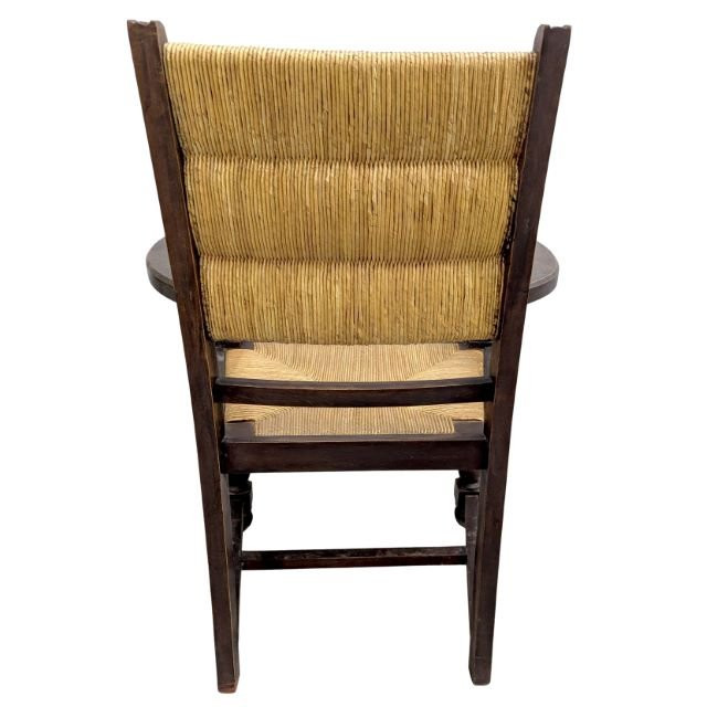 Série de 4 fauteuil en bois tourné et paillage par Charles Dudouyt-photo-7