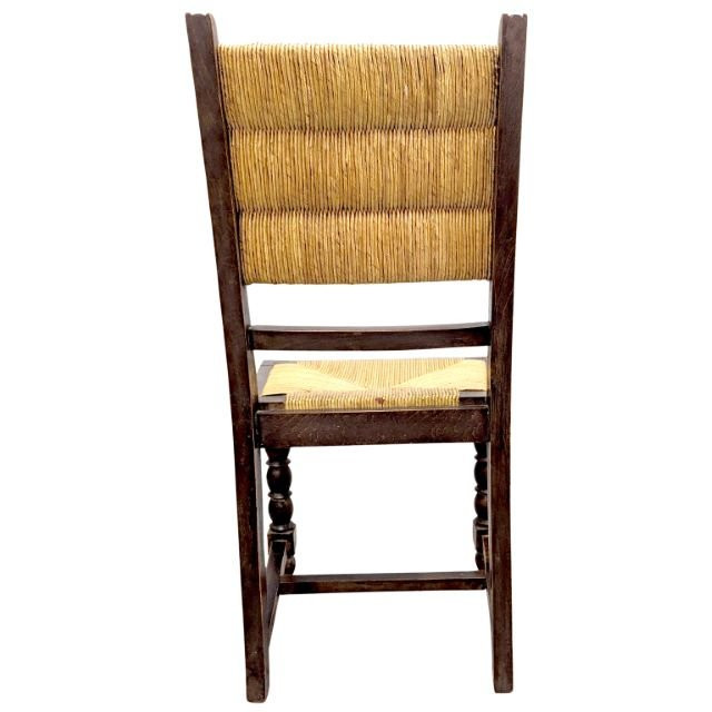 Série de 6 chaise en bois tourné et paillage par Charles Dudouyt-photo-6