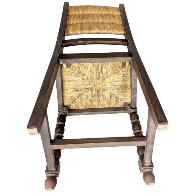 Série de 6 chaise en bois tourné et paillage par Charles Dudouyt-photo-8