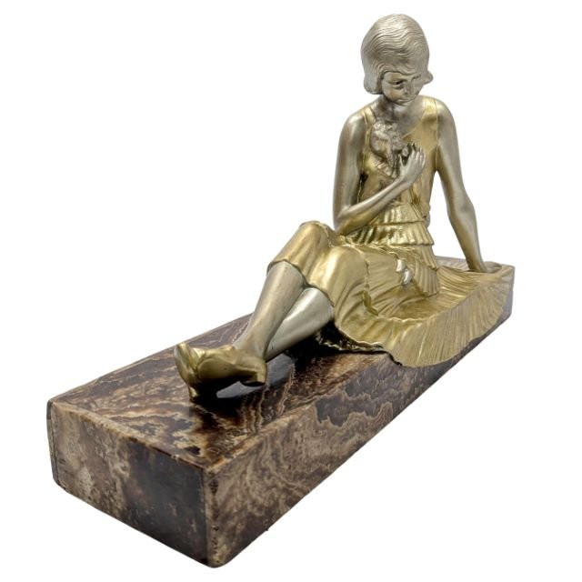 Régule Art déco 1930 par Demeter Chiparus socle en onyx-photo-3