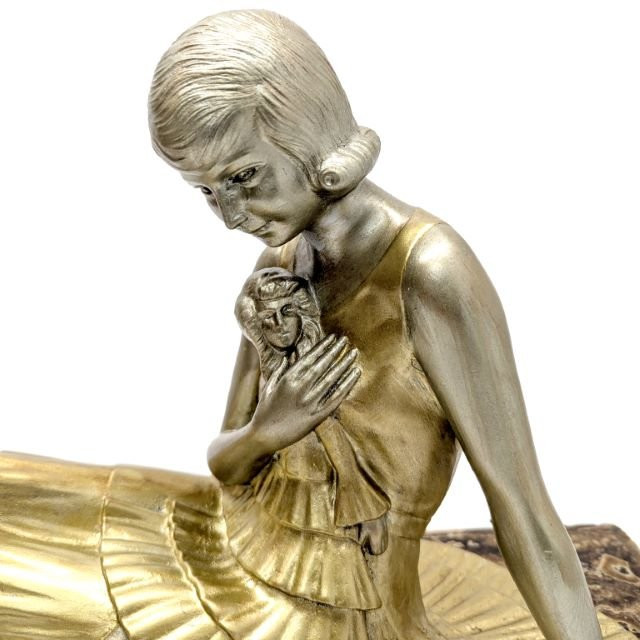 Régule Art déco 1930 par Demeter Chiparus socle en onyx-photo-1
