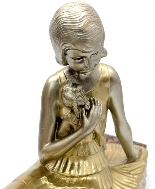 Régule Art déco 1930 par Demeter Chiparus socle en onyx-photo-3