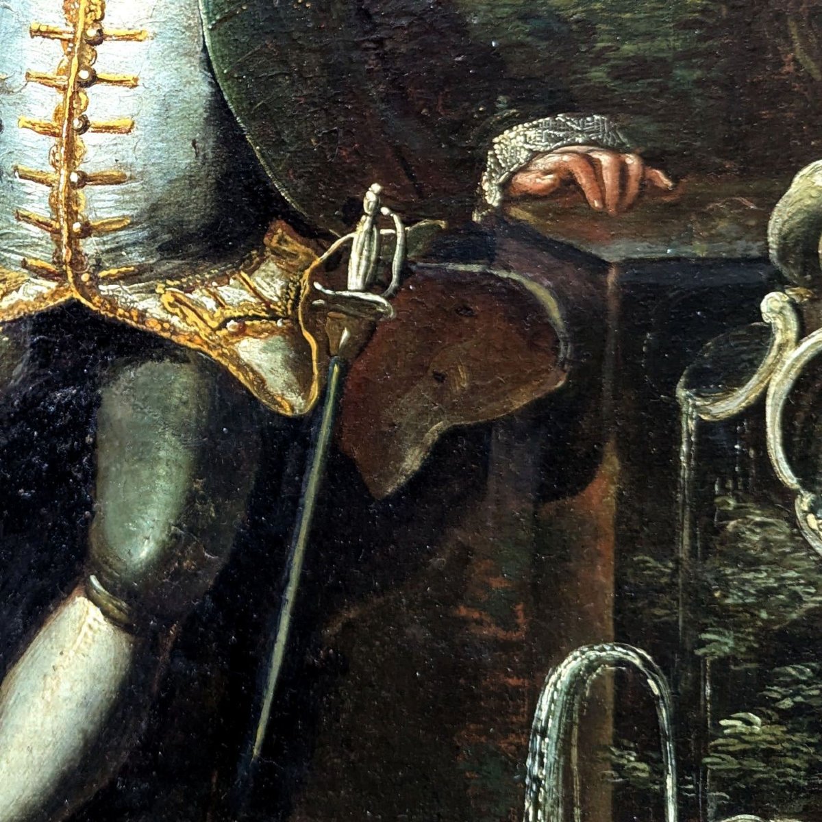 Portrait Of A Man In Arms 18th Century Period-photo-3