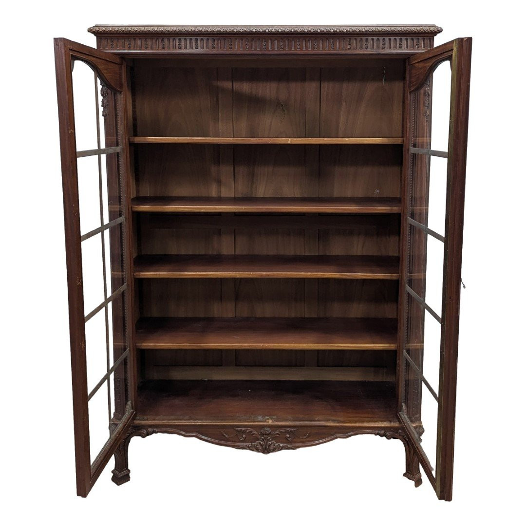 Transition-style Bookcase In Solid Mahogany-photo-3