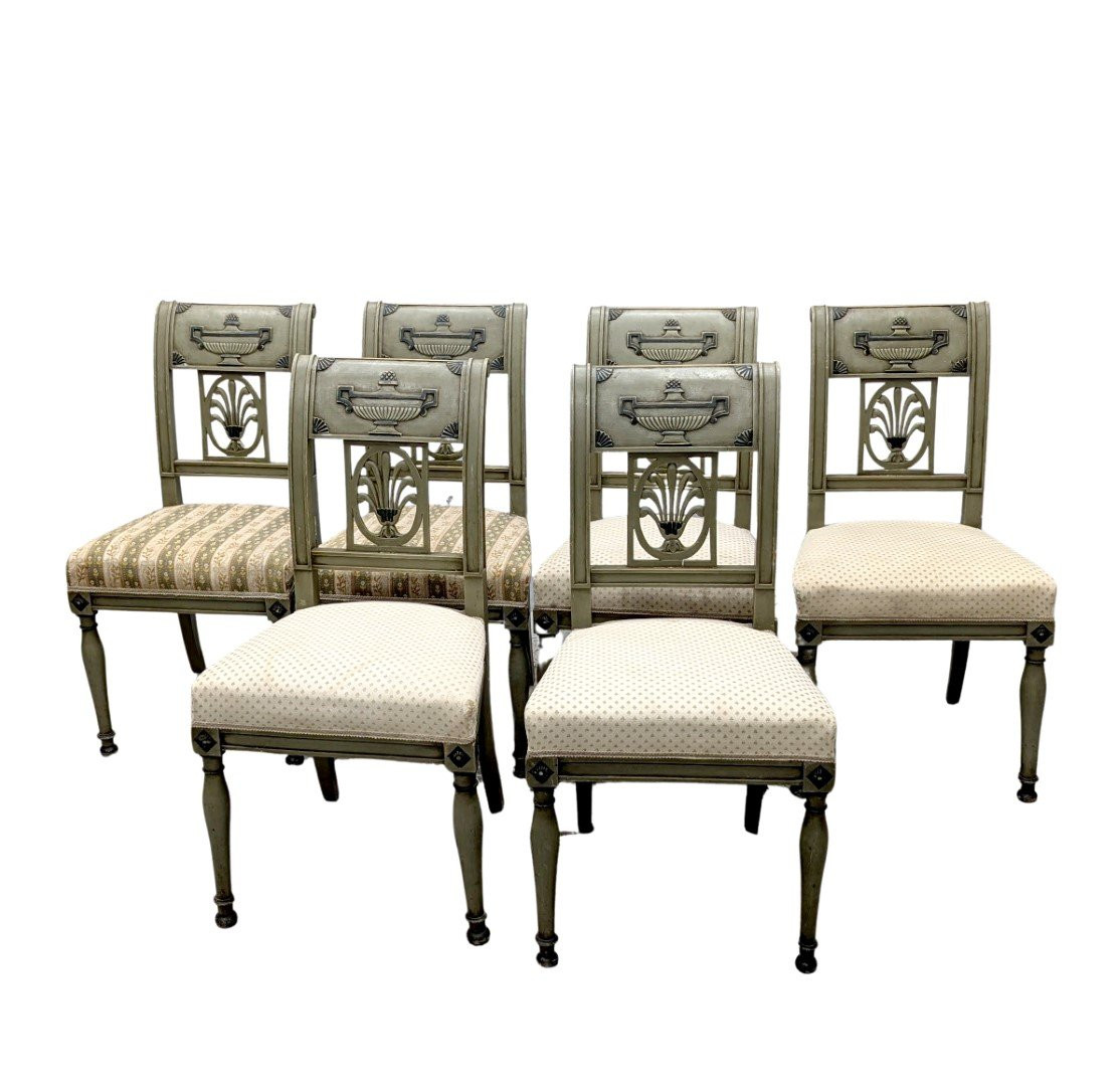 Série de 6 chaises laquées de style Directoire-photo-1