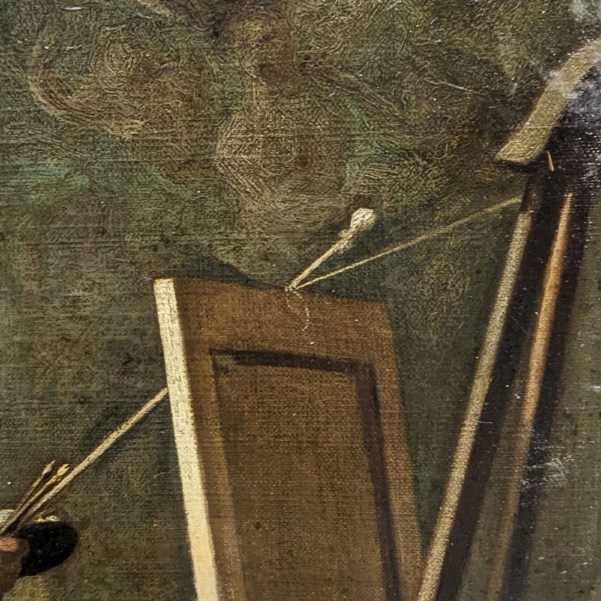 Oil On Canvas 19th Century Artist's Studio-photo-2