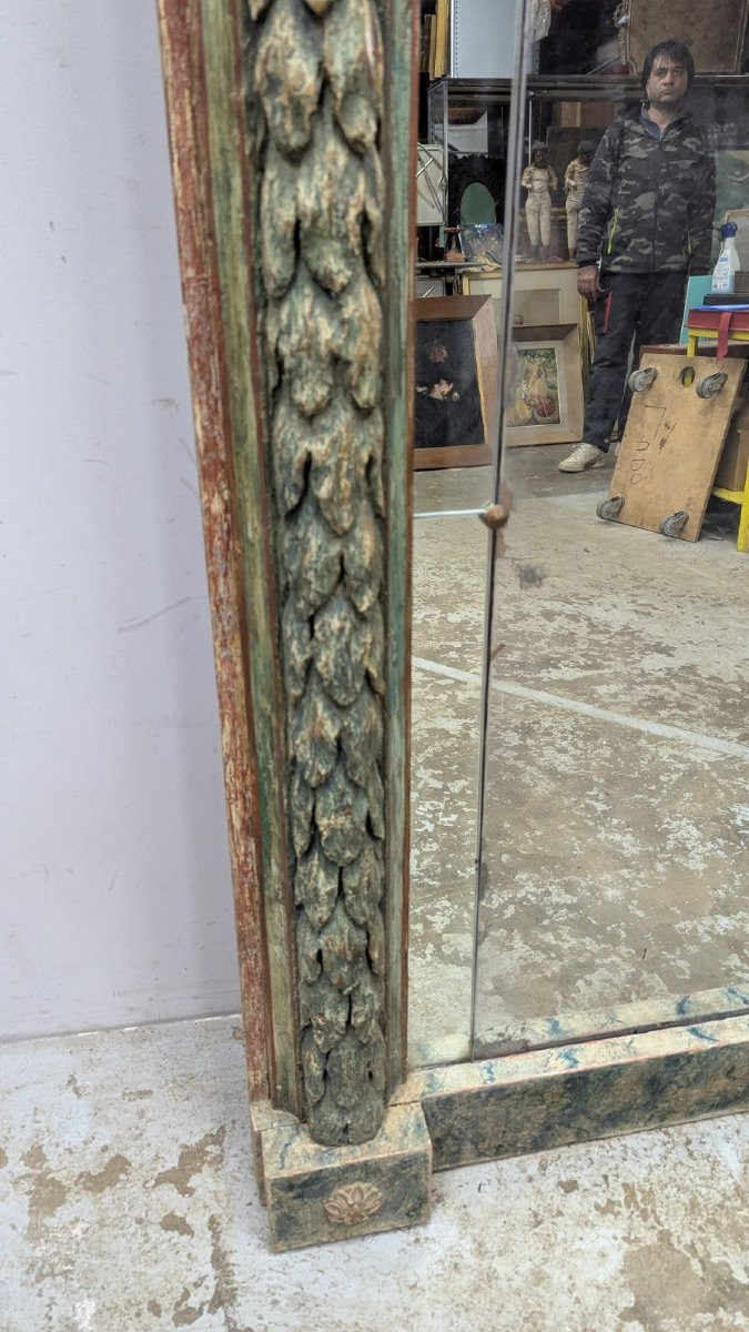 Carved And Lacquered Wood 19th Century Decorator's Mirror-photo-2