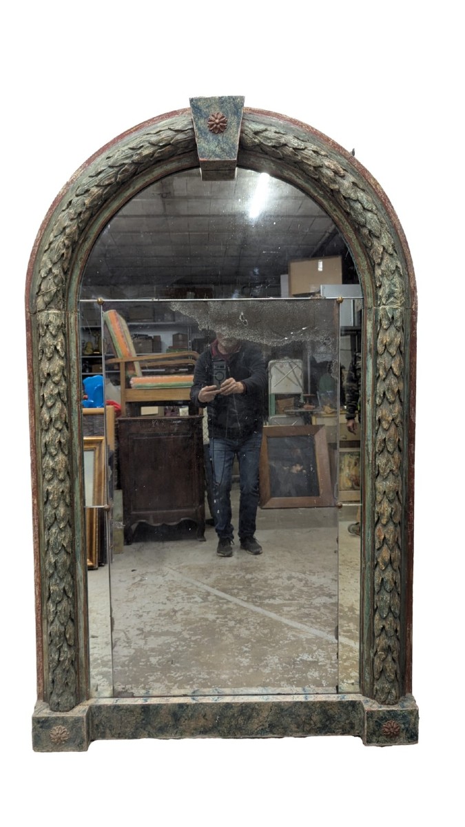 Carved And Lacquered Wood 19th Century Decorator's Mirror